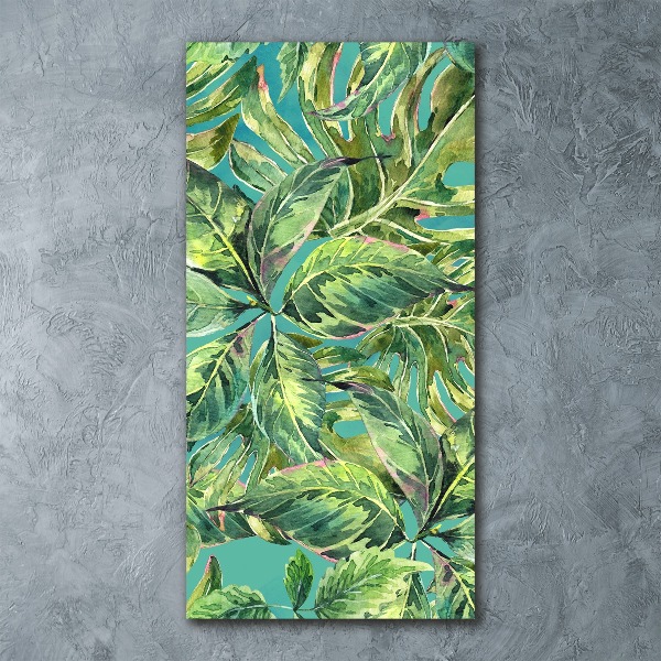 Quadro stampa su vetro acrilico verticale Foglie tropicali