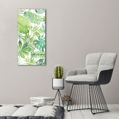 Quadro in vetro acrilico verticale Foglie tropicali