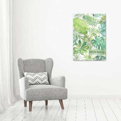 Quadro in vetro acrilico verticale Foglie tropicali