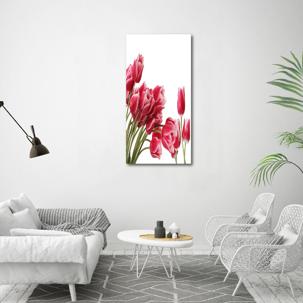 Quadro in vetro acrilico verticale Fiore rosso
