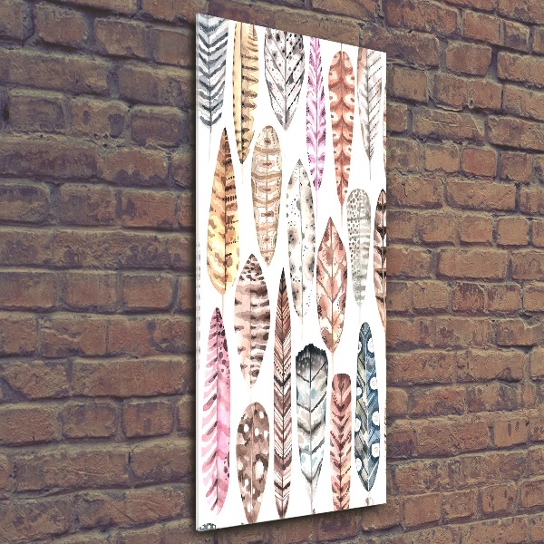 Quadro vetro acrilico verticale Piume colorate