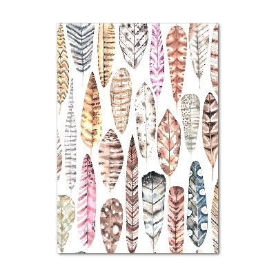 Quadro vetro acrilico verticale Piume colorate