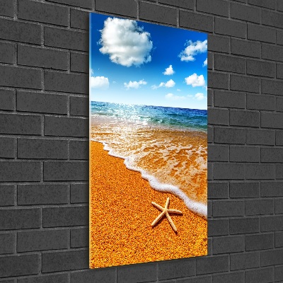 Quadro vetro acrilico verticale Stelle marine sulla spiaggia