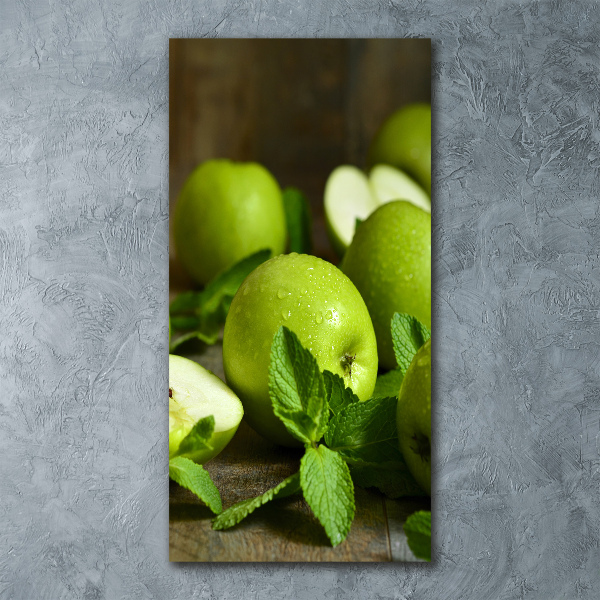 Quadro stampa su vetro acrilico verticale Mele verdi