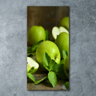 Quadro stampa su vetro acrilico verticale Mele verdi
