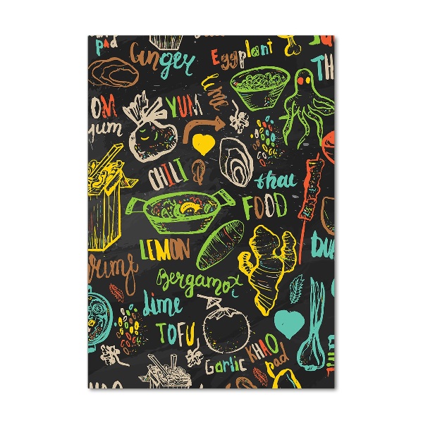 Quadro stampa su vetro acrilico verticale Piatti thailandesi