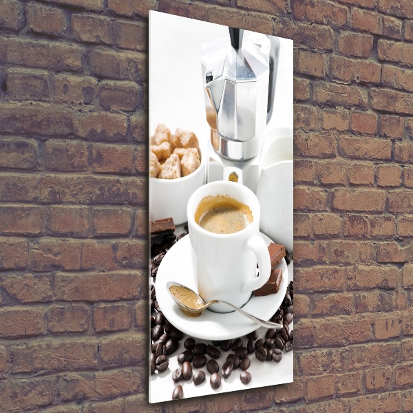 Quadro in vetro acrilico verticale Una tazza di caffè