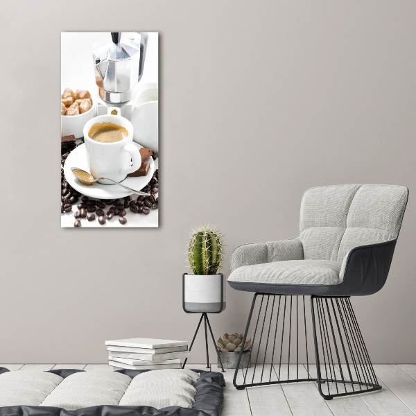 Quadro in vetro acrilico verticale Una tazza di caffè