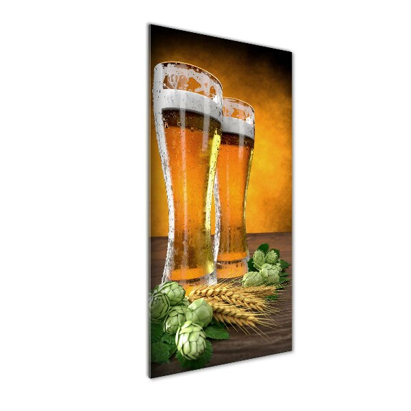 Quadro acrilico verticale Due bicchieri di birra