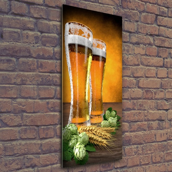 Quadro acrilico verticale Due bicchieri di birra