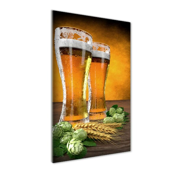 Quadro acrilico verticale Due bicchieri di birra