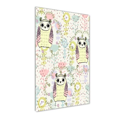 Quadro stampa su vetro acrilico verticale Gufi