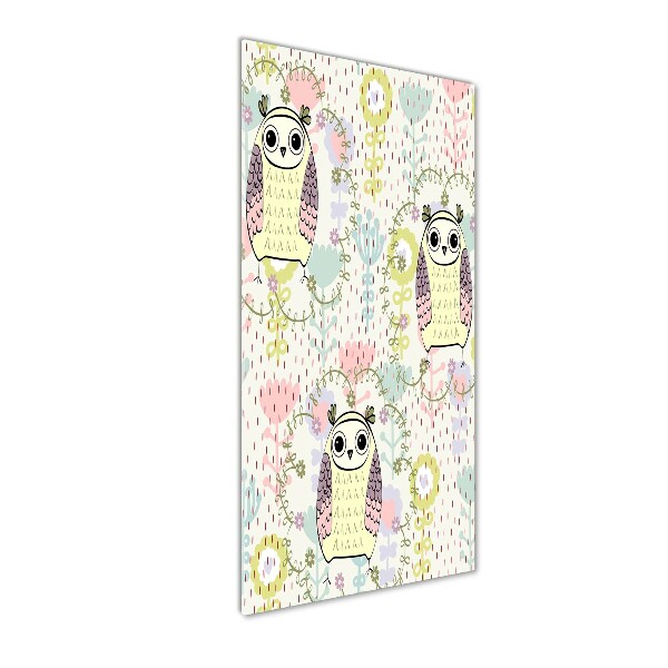 Quadro stampa su vetro acrilico verticale Gufi