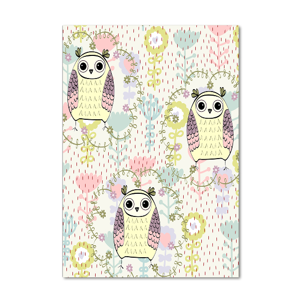 Quadro stampa su vetro acrilico verticale Gufi