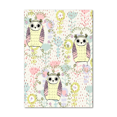 Quadro stampa su vetro acrilico verticale Gufi