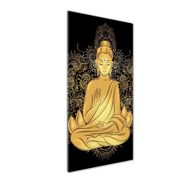 Quadro in vetro acrilico verticale Buddha e mandala