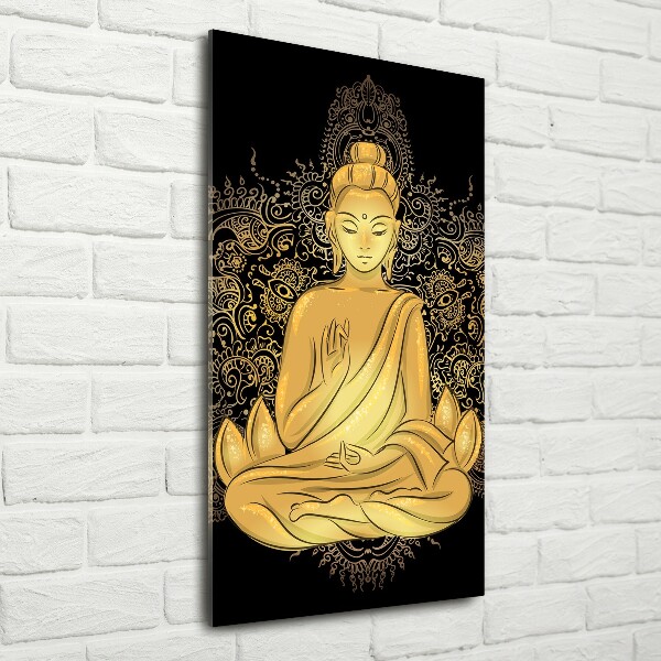 Quadro in vetro acrilico verticale Buddha e mandala