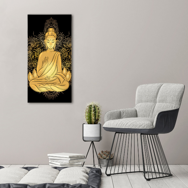 Quadro in vetro acrilico verticale Buddha e mandala