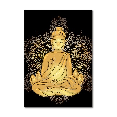 Quadro in vetro acrilico verticale Buddha e mandala