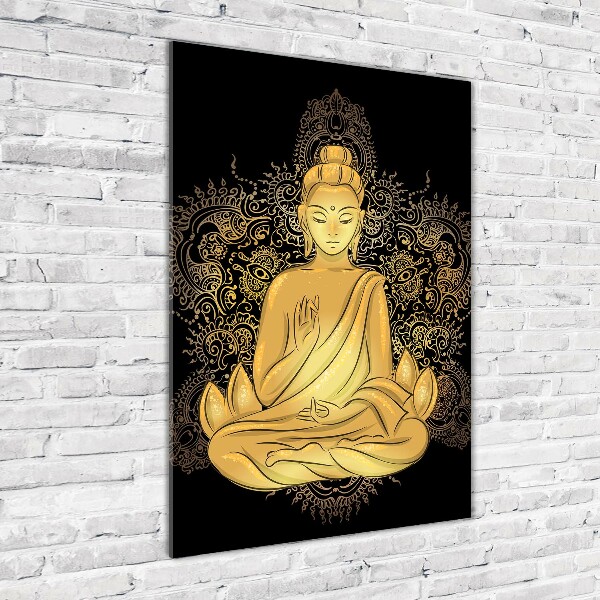 Quadro in vetro acrilico verticale Buddha e mandala