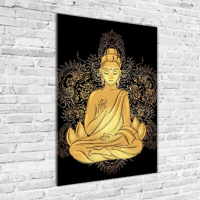 Quadro in vetro acrilico verticale Buddha e mandala