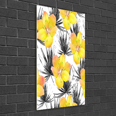 Quadro in vetro acrilico verticale Fiori tropicali