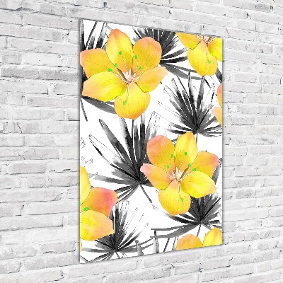 Quadro in vetro acrilico verticale Fiori tropicali