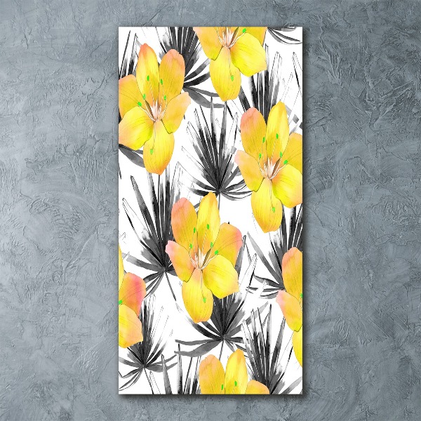Quadro in vetro acrilico verticale Fiori tropicali