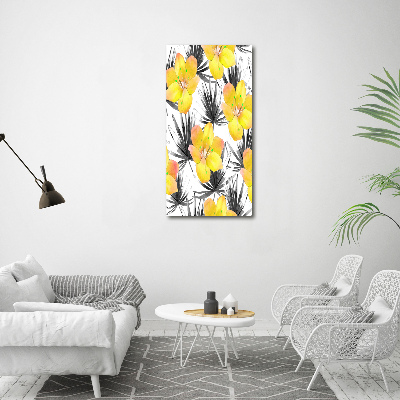 Quadro in vetro acrilico verticale Fiori tropicali