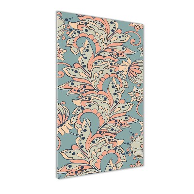 Quadro acrilico verticale Fiori etnici