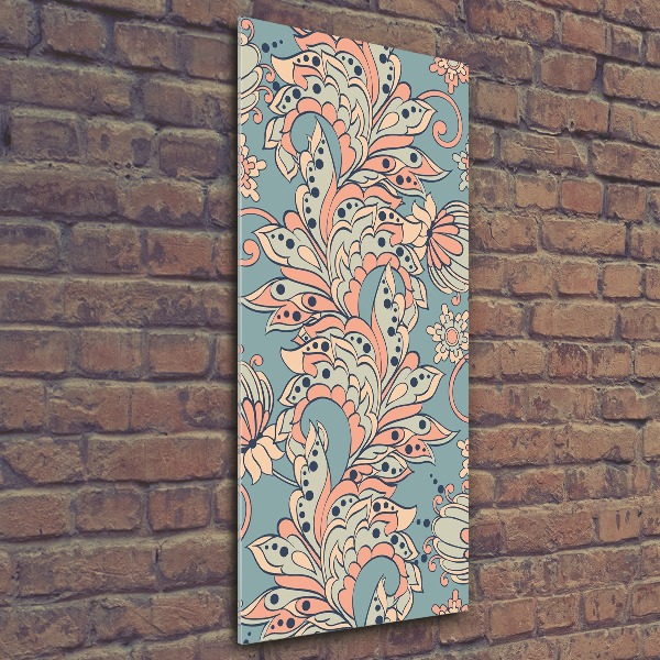 Quadro acrilico verticale Fiori etnici