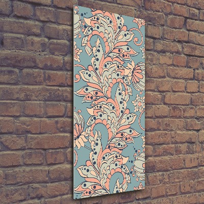 Quadro acrilico verticale Fiori etnici