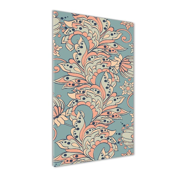 Quadro acrilico verticale Fiori etnici