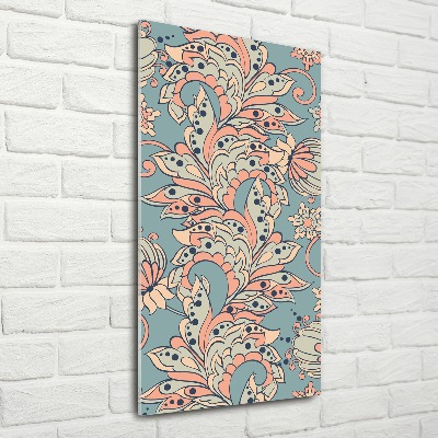 Quadro acrilico verticale Fiori etnici