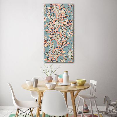 Quadro acrilico verticale Fiori etnici
