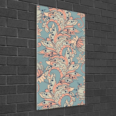 Quadro acrilico verticale Fiori etnici