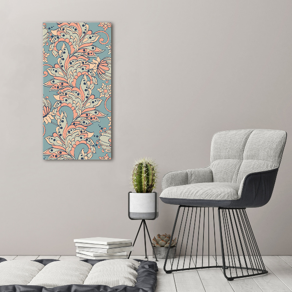 Quadro acrilico verticale Fiori etnici