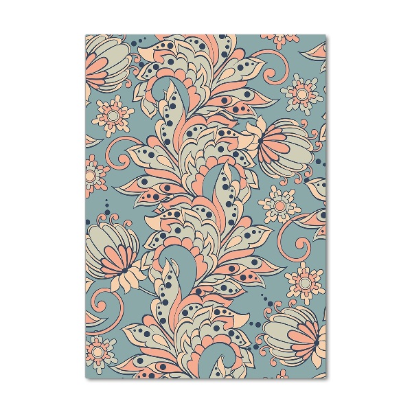 Quadro acrilico verticale Fiori etnici