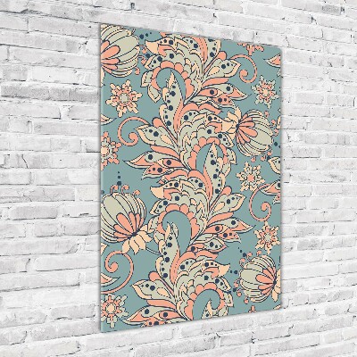 Quadro acrilico verticale Fiori etnici