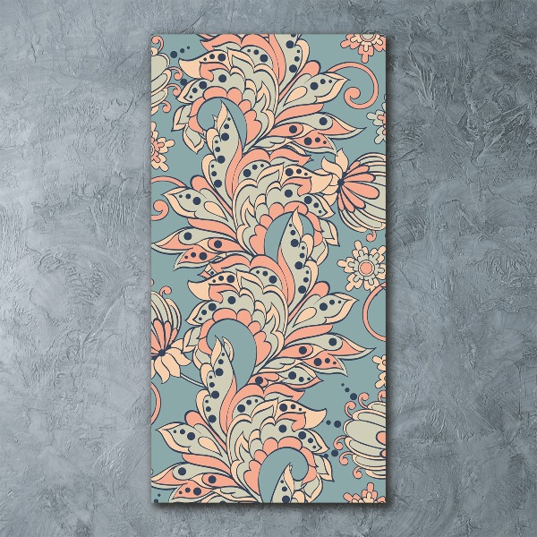 Quadro acrilico verticale Fiori etnici