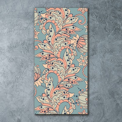 Quadro acrilico verticale Fiori etnici