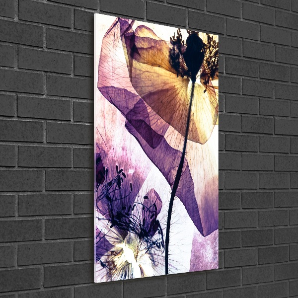 Quadro vetro acrilico verticale Papaveri