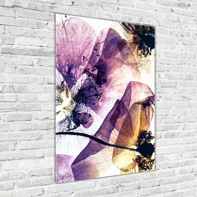 Quadro vetro acrilico verticale Papaveri