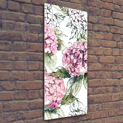 Quadro vetro acrilico verticale Ortensia