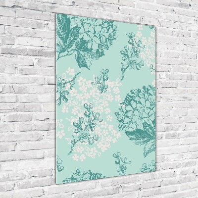 Quadro stampa su vetro acrilico verticale Ortensia