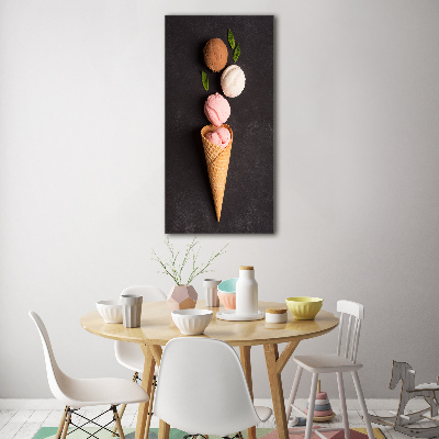 Quadro vetro acrilico verticale Gelato in un cono di cialda