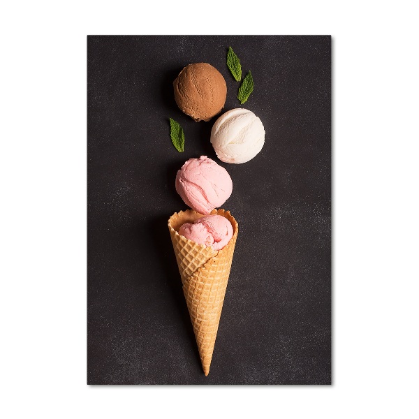 Quadro vetro acrilico verticale Gelato in un cono di cialda