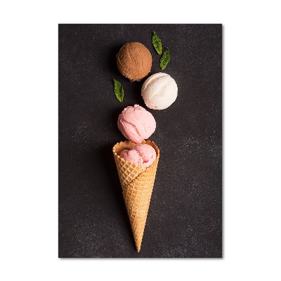 Quadro vetro acrilico verticale Gelato in un cono di cialda