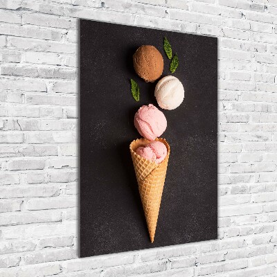 Quadro vetro acrilico verticale Gelato in un cono di cialda