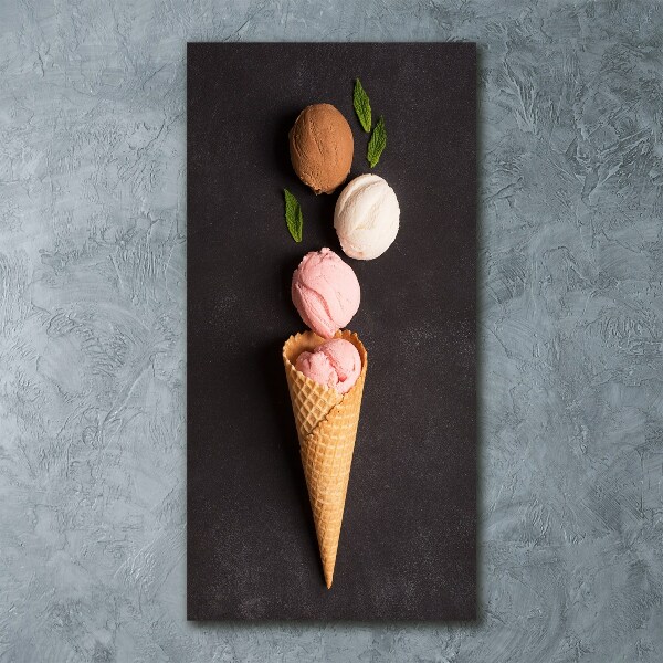 Quadro vetro acrilico verticale Gelato in un cono di cialda
